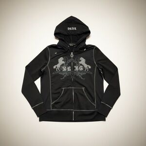 BCBG Max Azria Vintage Y2K Rhinestone Horse Hoodie